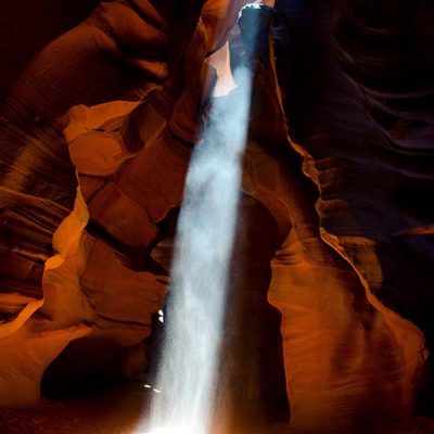light coming through a crack in a desert cave